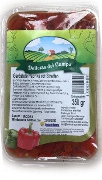 Geröstete Paprikastreifen "Rot" aus Spanien 350g Delicias del Campo