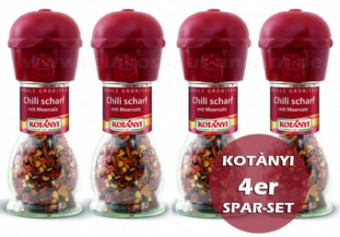Kotányi Chili Mix scharf mit Meersalz 34 g | Gewürzmühle 4er SET