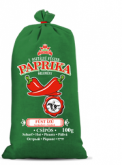 Geräucherter Paprika gemahlen im Leinenbeutel 100g scharf/csipös, Chili Trade aus Ungarn, Füst ízű f