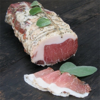 Rückenlachs "Salbei", geschnitten, vom Mangalitza Wollschwein 80g
